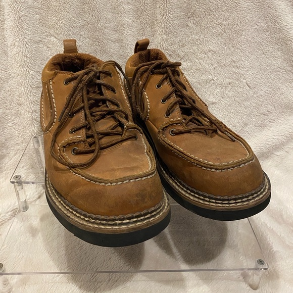 Men's Justin Leather Casual Moc Toe Lace-up Boots Shoes Brown Size 9.5 M GC - Picture 6 of 12